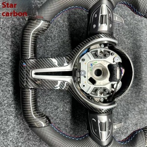Volant sport en cuir avec assemblage en fibre de carbone, 4 branches, pour châssis F, kit de mise à niveau pour voitures électriques M3/M5/M6 - Product Image 2