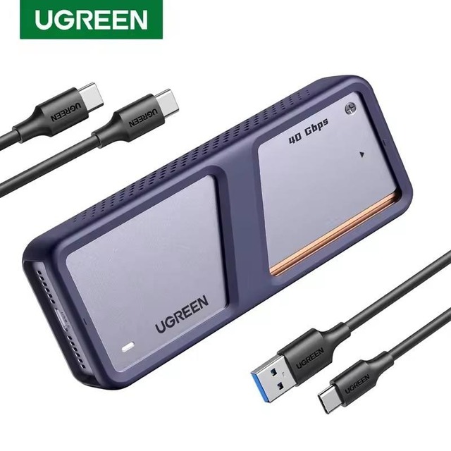 UGREEN CM642 40Gbps M.2 NVMe Enclosure with Cooling Fan Anti-Drop SSD Enclosure for MacBook M.2 Enclosure Support M/B+M Key