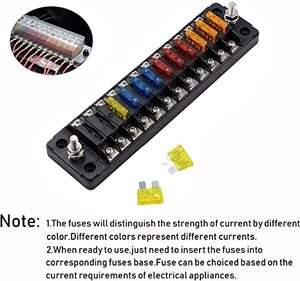 12 Way 12/24VDC Blade Fuse Block with Negative <strong>Bus</strong> Waterproof Protection Cover <strong>Sticker</strong> for Autos-12 Fuses &amp; Fuseholders - Product Image 5