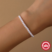 Bracelet délicat en argent sterling S925 avec perles d'eau douce de qualité AAAA, chaîne à maillons réglable, plaqué or, pour femmes, idéal pour les soirées