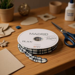 ILAN Nastro Decorativo 2.5Cm 91M con Motivo a Quadri Madrid per Artigianato e Decorazione - Product Image 2