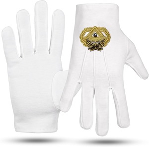 Gants de maçonnerie Uzair Umair Past Master Gold, grande taille, 100% coton, vente en gros à bas prix, pour hommes et femmes. - Product Image 6