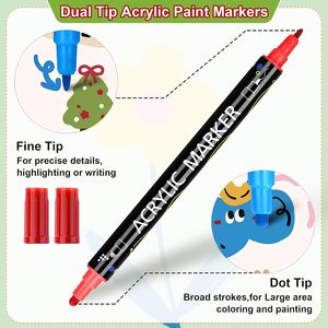 OEM Dual Tip Acrylic Markers Pen Set Custom 120 Colors Non-bleeding <b>Waterproof</b> Permanent Acrylic Paint Markers Supplier - Product Image 3