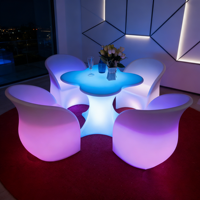 Fauteuils de jardin d'extérieur en plastique de Foshan en gros avec batterie rechargeable et éclairage LED, mobilier de salon