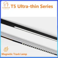 Système d'éclairage sur rail magnétique ultra-mince T5 noir, spot LED moderne encastré flexible, garantie 3 ans pour l'intérieur