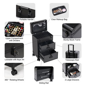 Professional Makeup Trolley Case Large Capacity Fashionable Universal Wheel Cosmetic <b>Box</b> Drawers for Jewelry Suitcase - Product Image 3