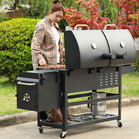 BBQ commercial multifonctionnel à charbon de bois Combo Family Grill Steel Gas Fuel Powder Coated Finish Ultimate Outdoor Cooking