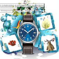 Montre de Plongée Homme de Luxe en Acier Inoxydable 316L avec Verre Saphir, Étanche 20m, Lumineuse, Analogique, Automatique, Bracelet en Cuir, Réserve de Marche