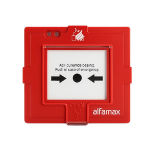 Alfamax I-1005 Addressable Fire <strong>Alarm</strong> Call Point <strong>Resettable</strong> Push <strong>Button</strong> with Protective Cover Option EN54-11 Certified Safety - Product Image 1