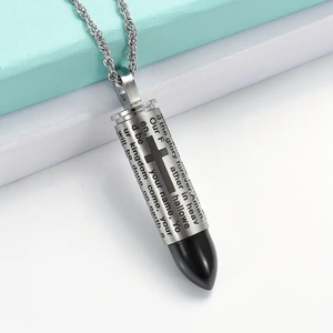 <span class=keywords><strong>Bullet</strong></span> Charm Halskette & Anhänger Parfüm flasche Edelstahl Damen Schießen Jagd Paar Halsketten Feuer bestattung Asche Schmuck - Product Image 4