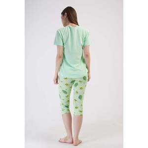 Conjunto de pantalón capri y top de cuello redondo con mangas raglán y puños ovalados KADIN LYC SUPREM - Verde celadón - Verde celadón - Product Image 4