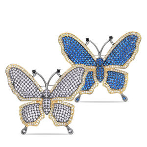 Pin logam kupu-kupu kustom bros berlian imitasi hewan Eropa kerah Lapel Enamel lencana merek mode perhiasan Aksesori hadiah liburan - Product Image 2