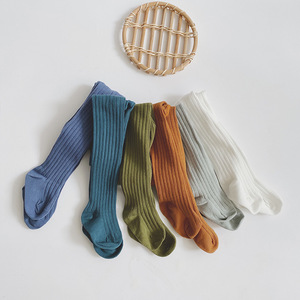 LRTOU New Arrival Cotton Plain Baby Strumpfhosen Strumpfhosen Großhandel 13 Farben hoch gerippt einfarbig Kinder Strumpfhosen - Product Image 6