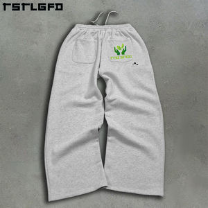 <span class=keywords><strong>Pantaloni</strong></span> della Tuta da Uomo Personalizzati Stile Vintage in French Terry, Modello <span class=keywords><strong>Oversize</strong></span> a Gamba Larga Svasata e Comoda - Product Image 1