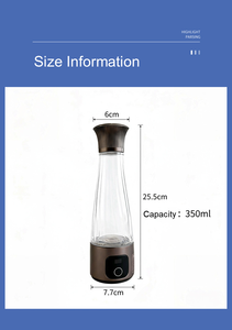 Botella de Agua de Hidrógeno de Alta Concentración de 5000 PPB, Portátil, 350 ml, Electrolisis SPE, Recubrimiento Catalítico de Titanio Puro y Platino - Product Image 2