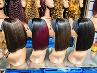 Perruques courtes bob Wear Go 4/27 couleur highlight, cheveux vietnamiens bruts, sans colle, vente en gros, perruques bandeau ultra-lisses pour femmes
