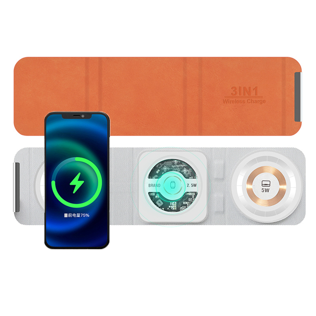 New Technology Folding Charger 3 in 1 Charging Station 15W 10W Wireless Charger Black Support Custom logo