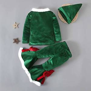 Traje de Navidad para Niña Pequeña, Pantalones de Felpa con Volantes, Gorro, Disfraz de Santa Claus, Modelo GCRS-010, Proveedor HP China - Product Image 4