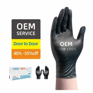 6 Mil Latex Powder Free Food-Safe Textured Black Nitrile Exam Disposable Gloves