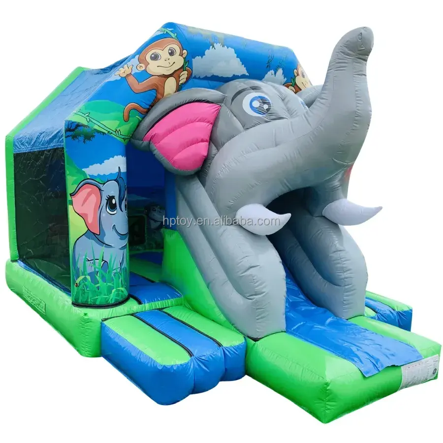 party rental elephant shape jumper inflatable bouncer with slide bounce house for sale