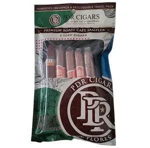 Custom Printed Logo Moisture-Proof 3-Side Sealed Cigar Ziplock Packaging Disposable Mylar Bags with Humidified Sponge