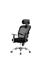 Fauteuil de bureau contemporain pivotant en tissu végétalien personnalisé, avec dossier en maille, base métallique et accoudoirs fixes, confortable et élégant