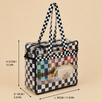 Sac de rangement transparent en PVC pour points de croix, grands sacs à main avec poignées tissées, idéal pour la couture, le crochet et la broderie, cadeau pour femme