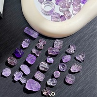 Accessoires DIY en Améthyste Naturelle Pixiu Chat Lotus Libre-Forme Renard à 9 Queues avec Trou Traversant pour Bracelet et Ornement
