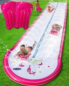 22ft Unicorn Print Double Lane Water Slide with Sprinkler and 2 <b>Surf</b> Riders for Kids Backyard Racing - Product Image 1