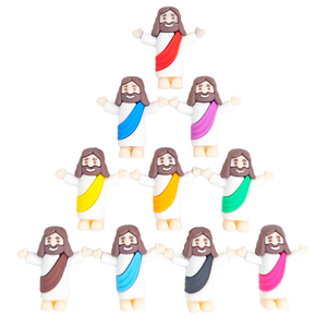 Mini figurines de Jésus en plastique en vrac jouets de Pâques avec le <span class=keywords><strong>message</strong></span> «Jésus t'aime» mains levées Images du petit Jésus - Product Image 4