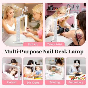 Lámpara <span class=keywords><strong>de</strong></span> Escritorio LED <span class=keywords><strong>de</strong></span> Aluminio Plegable <span class=keywords><strong>de</strong></span> 48W con Luz <span class=keywords><strong>de</strong></span> <span class=keywords><strong>Media</strong></span> <span class=keywords><strong>Luna</strong></span> <span class=keywords><strong>de</strong></span> 34 Pulgadas, Sin Sombras, Brillo Graduable <span class=keywords><strong>de</strong></span> 3000K-6500K para Manicura - Product Image 6