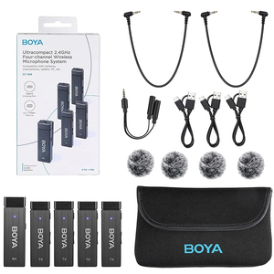 BOYA BY-W4 4 canaux sans fil Lavalier revers Microphone pour iPhone caméra microphone enregistrement vidéo Podcast <span class=keywords><strong>YouTube</strong></span> - Product Image 5