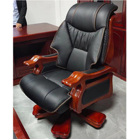 Fauteuil de bureau de direction en cuir moderne avec base en bois, chaise pivotante de luxe pour ordinateur, personnalisation d'usine, vente en gros