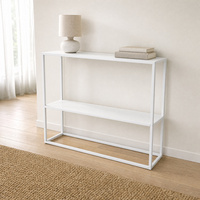 Table console moderne en métal pour chambre et salon avec étagères de rangement