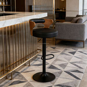 Chaise simple TUQ pivotante à 360°, résistante à l'eau, réglable en hauteur, avec dossier en bois durable, tabourets <span class=keywords><strong>de</strong></span> <span class=keywords><strong>bar</strong></span> pour hôtel et extérieur - Product Image 1