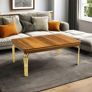 Mesa de Centro Moderna Zumrut con Tapa de Madera y Estructura Metálica, Mueble Decorativo para Sala de Estar - Product Image 1