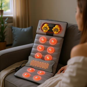 Tapis de massage D0100XUEA8W avec 10 moteurs vibrants, coussin de massage électrique chauffant pour le dos et le cou, à brancher, 220V 30W, gris - Product Image 2