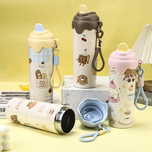 Simpatico Bicchiere Termico in Acciaio Inox 316 da 20oz con Design a Cartone Animato per Gelato, con Coperchio e Manico per Bambini e Donne - Product Image 4
