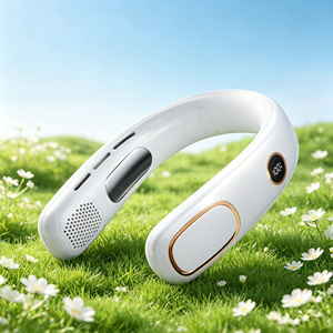 New Low Price High Quality Wholesale Smart Digital Display 2400Mah <b>USB</b> Charging Hands-Free Neck Cooling Portable <b>Mini</b> Summer <b>Fan</b> - Product Image 1