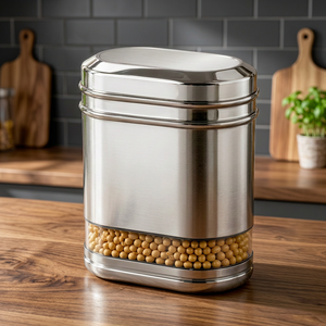 Conteneur de stockage alimentaire en acier inoxydable Anax, cylindre hermétique, anti-humidité, pour la conservation de la fraîcheur en cuisine, avec couvercles, 3500 ml - Product Image 2