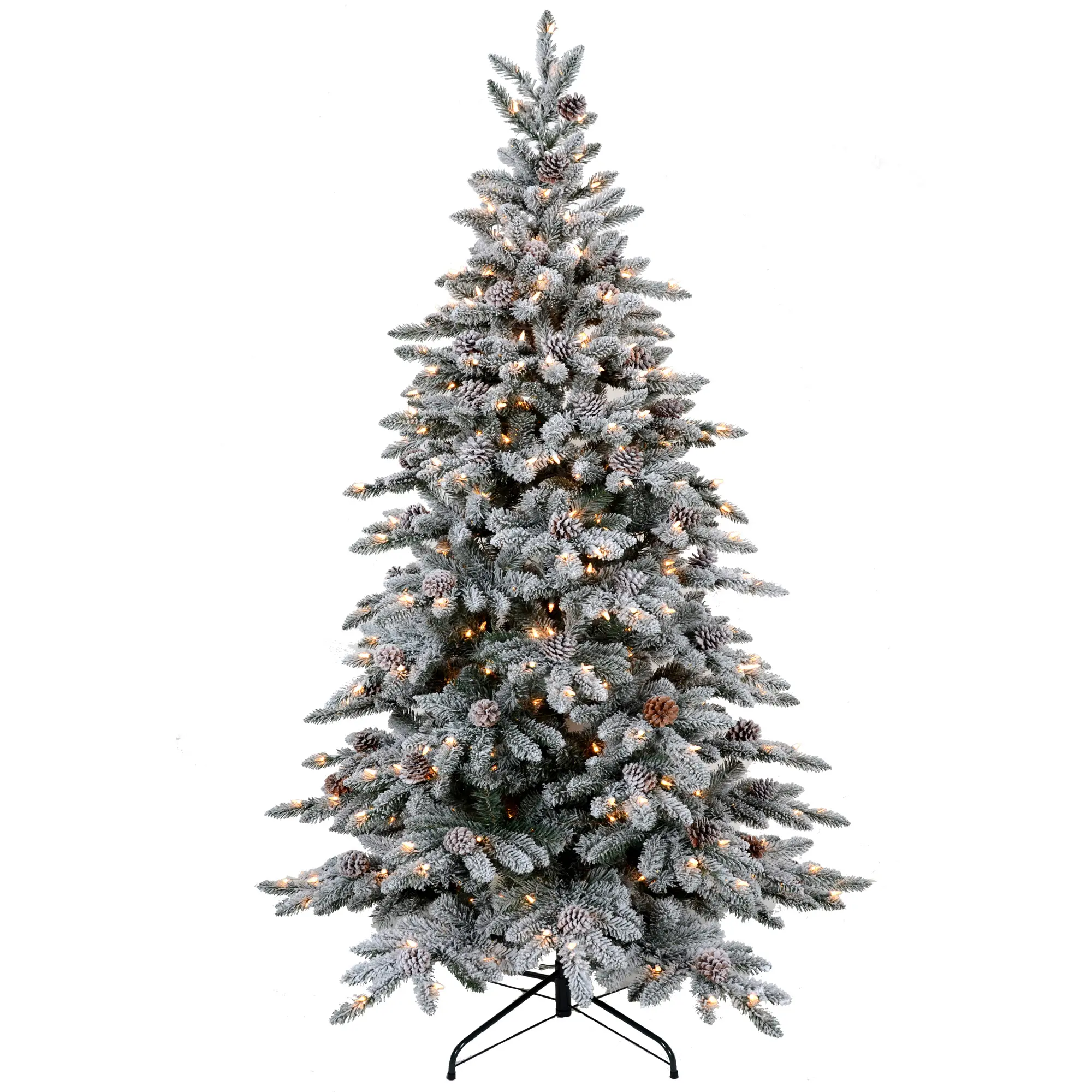 Holiday Home Decoration PVC Artificial Flocking Christmas Trees LED Light Xmas Tree With Snow