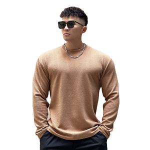 قميص رياضي رجالي بأكمام طويلة وياقة مستديرة للجيم والركض سريع الجفاف - Product Image 5