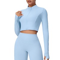 Veste de sport zippée pour course à pied, yoga et fitness, amincissante, à manches longues, pour filles, vêtements de yoga à séchage rapide pour femmes
