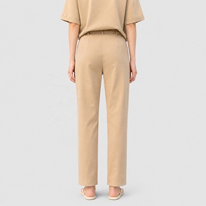 Elegantes Pantalones de Traje Color Caqui con Pliegues para Mujer, de Cintura Alta, Pierna Recta, Estilo Oficina, Pantalón Drapeado Chic, Pantalon Tailleur <span class=keywords><strong>Feme</strong></span> - Product Image 4