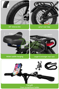 OEM 20 pulgadas Fat Tire Bicicleta Eléctrica Plegable <span class=keywords><strong>Pera</strong></span> Bicicleta 48V 17.5ah 250W Bicicleta Eléctrica Aleación de Aluminio Marco de Aleación - Product Image 5