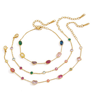Novedad de Verano 2026, Pulseras de Moda Elegantes para Mujer, Chapadas en Oro de 18k, de Acero Inoxidable, con Cristales Coloridos, Resistentes al Deslustre - Product Image 4