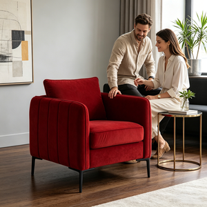 Modern Velvet Accent <strong>Chair</strong> Upholstered Single Sofa Armchair Metal Legs Removable Cushion <strong>Reading</strong> <strong>Chair</strong> for Living Room Hotel - Product Image 4