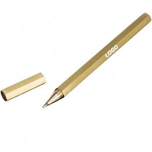 Bolígrafo Personalizado de Metal Hexagonal de Latón con Logotipo Impreso en Serigrafía para Regalos Empresariales Ejecutivos al por Mayor - Product Image 1