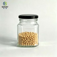Stoples Kaca Persegi Aman untuk Makanan 320ml Dengan Tutup Ulir Segel Rapat untuk Pengawetan Dapur dan Pengemasan Makanan Ritel