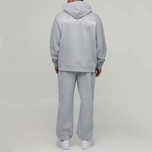 Sudadera con Capucha y Pantalones Deportivos Heather Grey Script Logo, Conjunto Deportivo de Dos Piezas Personalizado para Hombre - Product Image 2